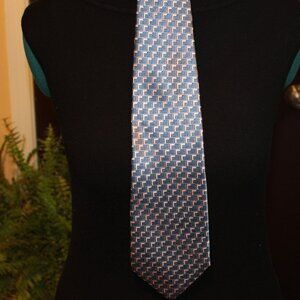 Pierre Cardin Mens Classic Neck Tie 100% Silk Geometric Blue White Pink XL 61"